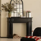 Traditional Vintage Square Artificial Wood Panel Veneer Mantel For Living Room