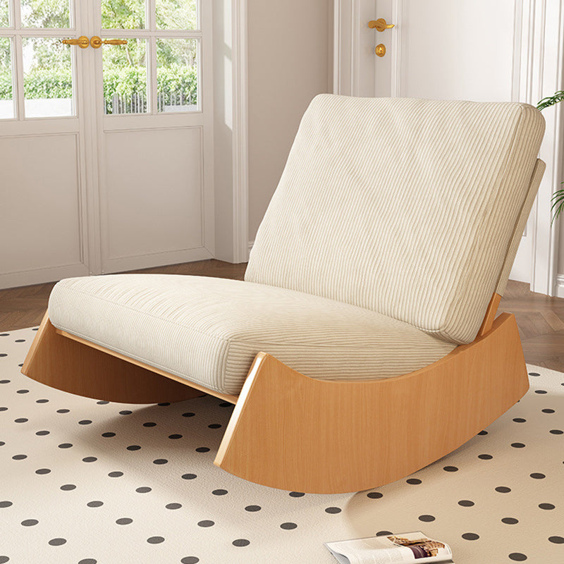 Sillón reclinable de madera tapizado en pana con diseño nórdico contemporáneo, respaldo y reposapiés para sala de estar