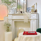 Traditional Vintage Square Artificial Wood Panel Veneer Mantel For Living Room