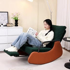 Sofá reclinable cuadrado moderno minimalista con respaldo y reposapiés plegables — pana y acolchado de algodón y esponja, tapizado de piel sintética, estructura de madera y acero al carbono para dormitorio