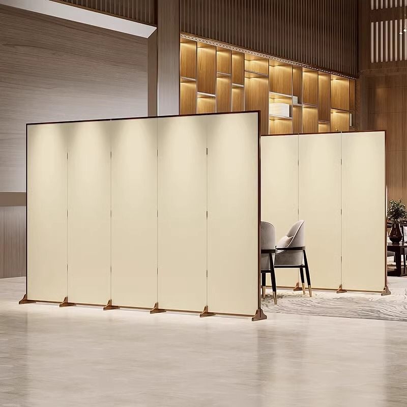 Divisor de ambiente rectangular tradicional chino de madera maciza de abeto contrachapado de lona de algodón para sala de estar