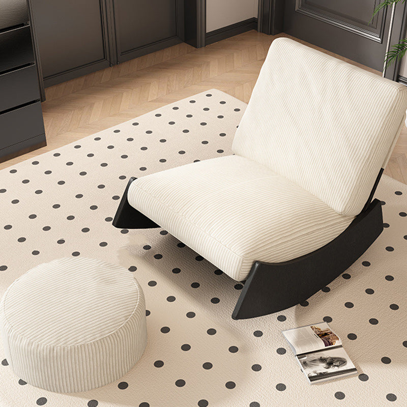 Sillón reclinable de madera tapizado en pana con diseño nórdico contemporáneo, respaldo y reposapiés para sala de estar