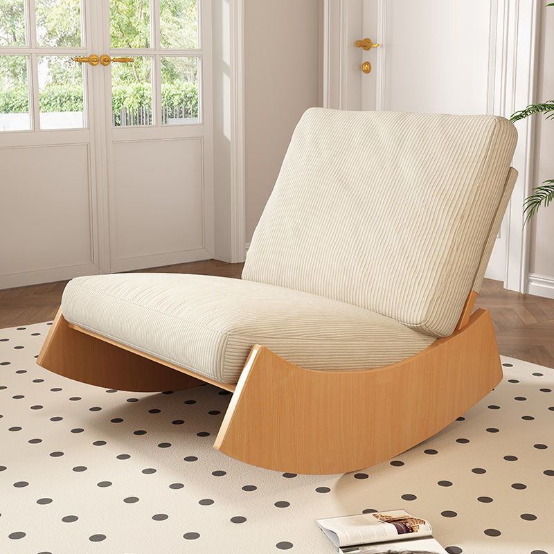 Sillón reclinable de madera tapizado en pana con diseño nórdico contemporáneo, respaldo y reposapiés para sala de estar