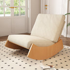Sillón reclinable de madera tapizado en pana con diseño nórdico contemporáneo, respaldo y reposapiés para sala de estar