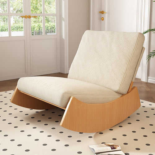 Contemporary Nordic-Style Square Corduroy Upholstered Wood Recliner with Footrest and Backrest for Living Room