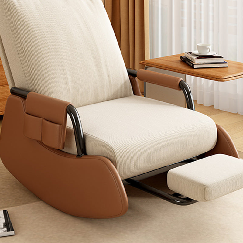 Modern Minimalist Square Recliner with Foldable Backrest and Footrest — Corduroy & Cotton-Sponge Padding, Faux Leather Upholstery, Wood & Carbon Steel Frame for Bedroom