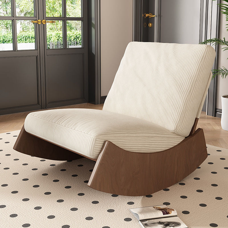 Contemporary Nordic-Style Square Corduroy Upholstered Wood Recliner with Footrest and Backrest for Living Room