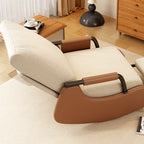 Sofá reclinable cuadrado moderno minimalista con respaldo y reposapiés plegables — pana y acolchado de algodón y esponja, tapizado de piel sintética, estructura de madera y acero al carbono para dormitorio