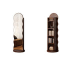 Contemporary Scandinavian Wavy Medium-Density Fiberboard Glass Full-Length Mirror Bookshelf 5-Tier For Bedroom