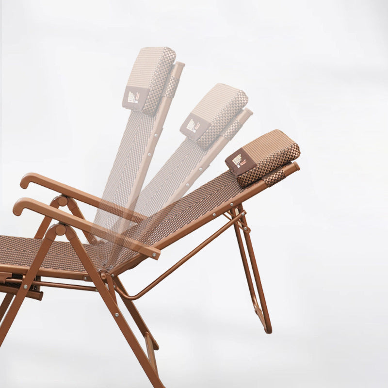 Tumbona reclinable rectangular tradicional de granja, de PE trenzado con estructura de acero, reposabrazos y respaldo para sala de estar