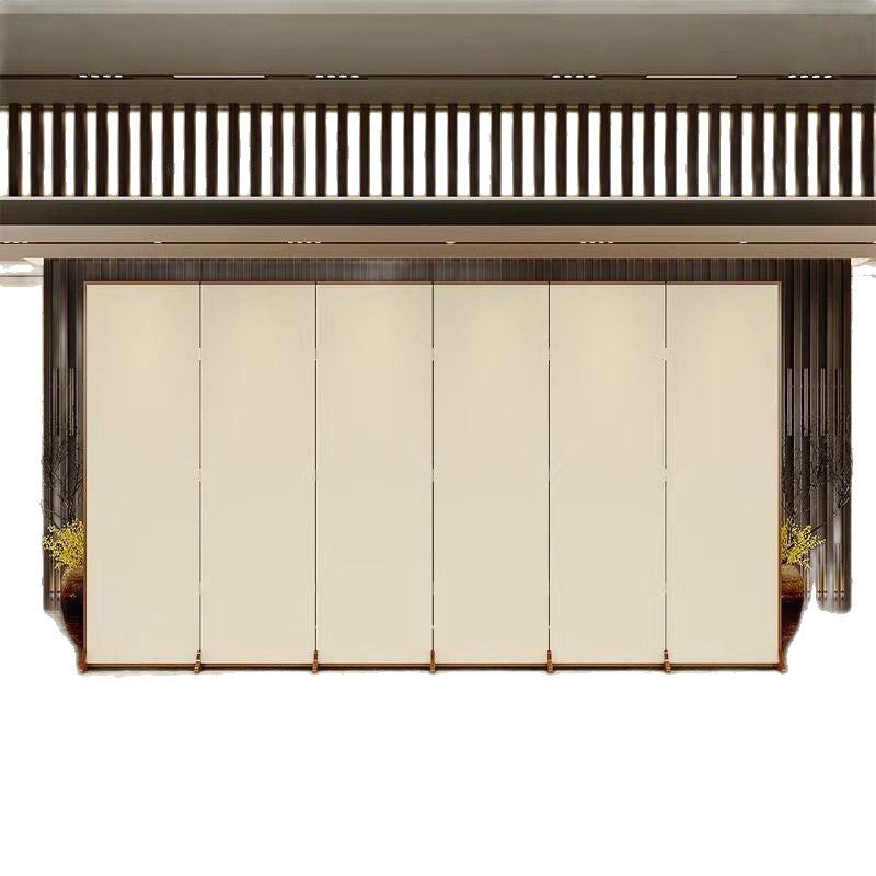 Divisor de ambiente rectangular tradicional chino de madera maciza de abeto contrachapado de lona de algodón para sala de estar