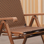 Tumbona reclinable rectangular tradicional de granja, de PE trenzado con estructura de acero, reposabrazos y respaldo para sala de estar