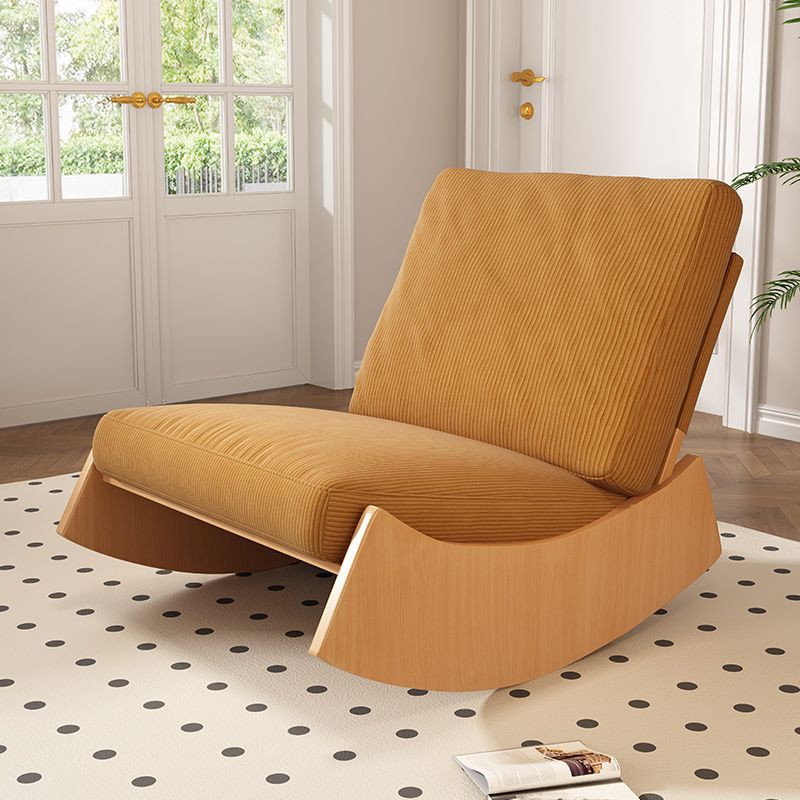 Contemporary Nordic-Style Square Corduroy Upholstered Wood Recliner with Footrest and Backrest for Living Room