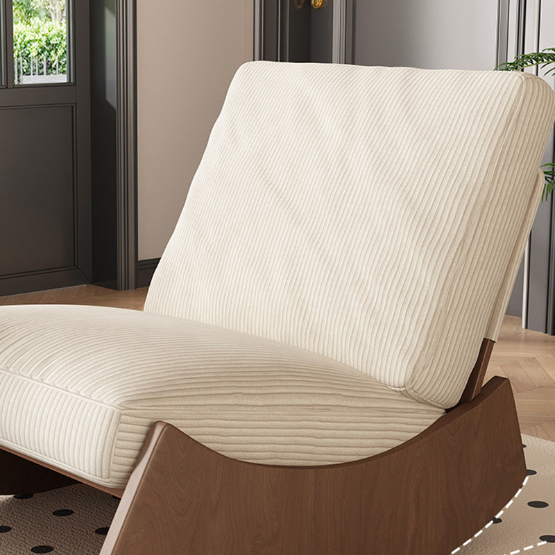 Sillón reclinable de madera tapizado en pana con diseño nórdico contemporáneo, respaldo y reposapiés para sala de estar