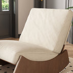 Sillón reclinable de madera tapizado en pana con diseño nórdico contemporáneo, respaldo y reposapiés para sala de estar