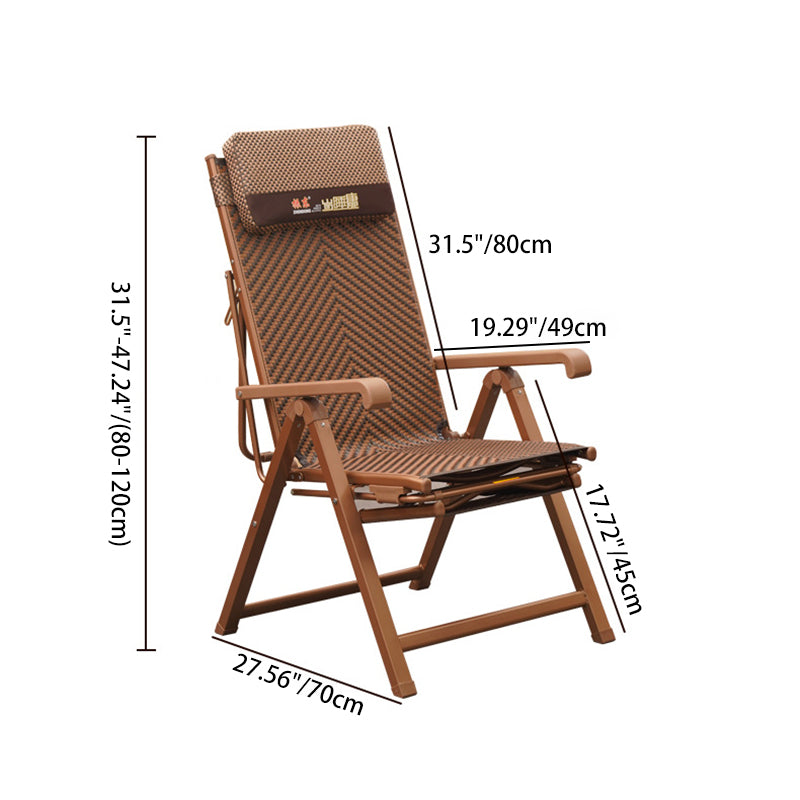 Tumbona reclinable rectangular tradicional de granja, de PE trenzado con estructura de acero, reposabrazos y respaldo para sala de estar