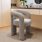 Contemporary Creative Curved Velvet Iron Vanity Stool Backrest Armless For Bedroom