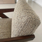 Traditional French Rectangular Cotton-Linen Fabric Solid Wood Accent Chair Backrest Armrest For Living Room