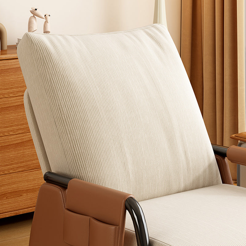 Sofá reclinable cuadrado moderno minimalista con respaldo y reposapiés plegables — pana y acolchado de algodón y esponja, tapizado de piel sintética, estructura de madera y acero al carbono para dormitorio