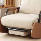 Sofá reclinable cuadrado moderno minimalista con respaldo y reposapiés plegables — pana y acolchado de algodón y esponja, tapizado de piel sintética, estructura de madera y acero al carbono para dormitorio