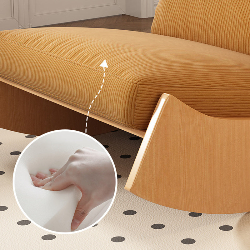 Sillón reclinable de madera tapizado en pana con diseño nórdico contemporáneo, respaldo y reposapiés para sala de estar