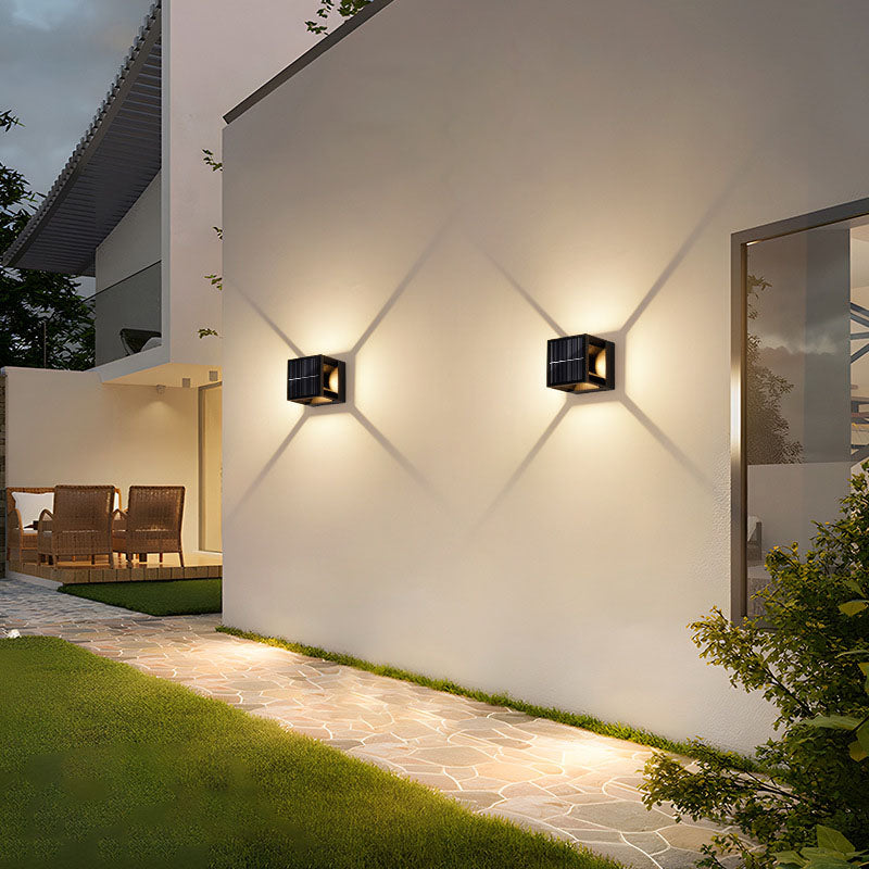 Lámpara de pared LED cuadrada de aluminio con franjas, estilo moderno y minimalista, para jardín