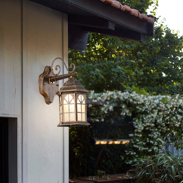 Lámpara de pared cilíndrica de aluminio y cristal solar retro contemporánea, impermeable, de 1 luz, para patio exterior