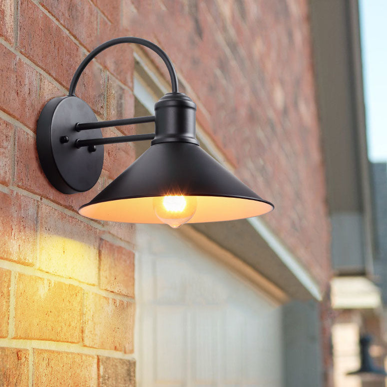 Contemporary Industrial Barn Iron Antique 1-Light Outdoor Waterproof Wall Sconce Lamp For Outdoor