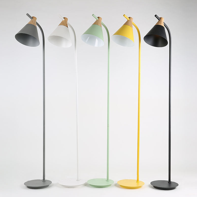 Contemporary Nordic Round Macaron Metal 1-Light Standing Floor Lamp For Living Room