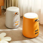 Puf Cilíndrico de Tela Elegante y Moderno – Taburete Bajo para Sala de Estar