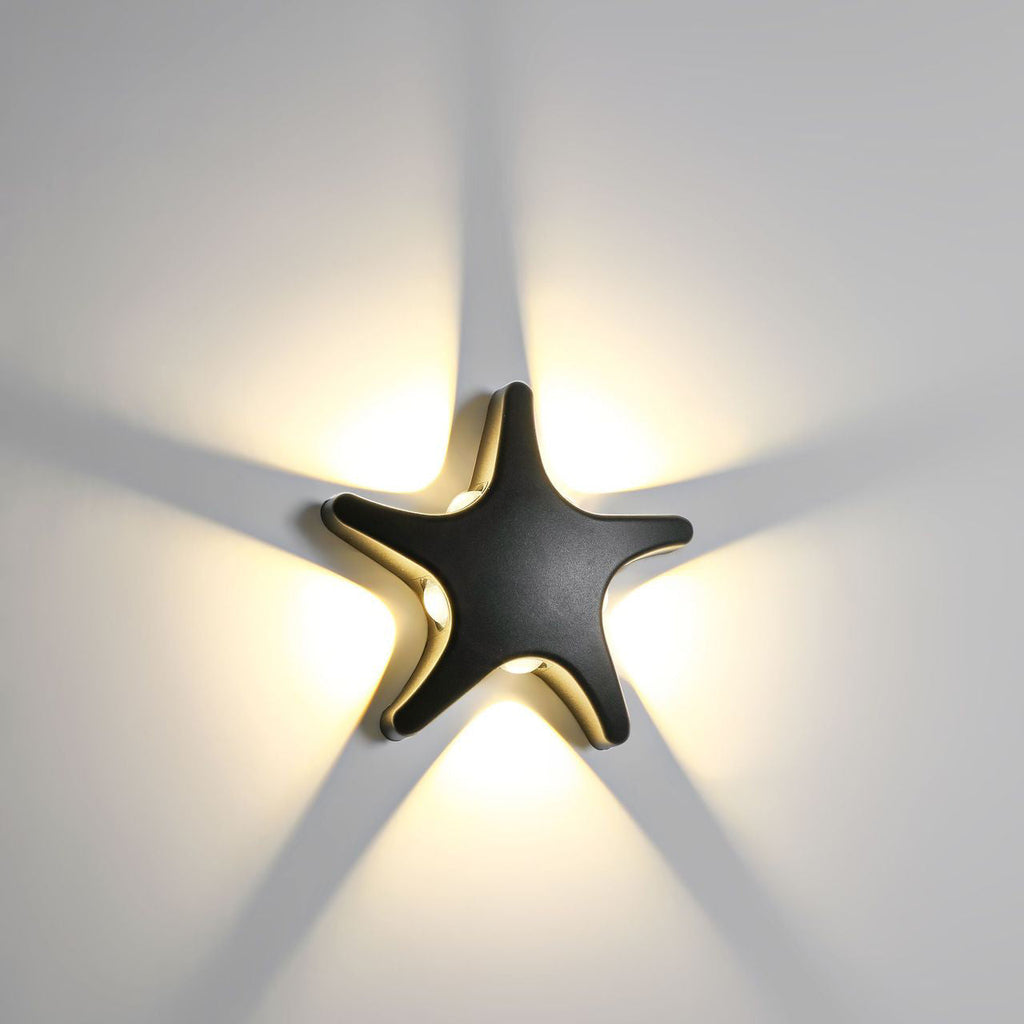 Lámpara de pared LED impermeable con diseño de estrella de mar de aluminio de simplicidad contemporánea para patio exterior