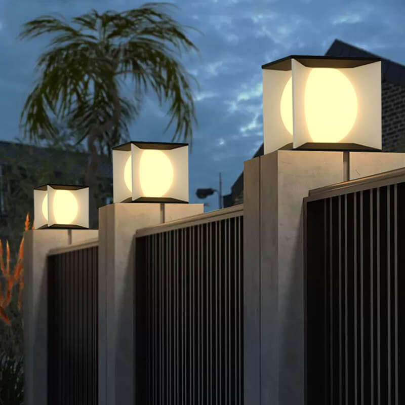 Modern Minimalist Square Globe LED Post Cap Light Waterproof IP65 Outdoor Pillar Lamp for Garden Fence Patio Wholesale