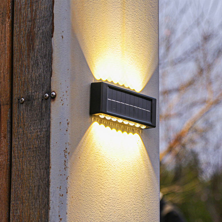 Lámpara de pared LED rectangular, impermeable, solar, de ABS y PVC, de diseño moderno y simple, para patio exterior