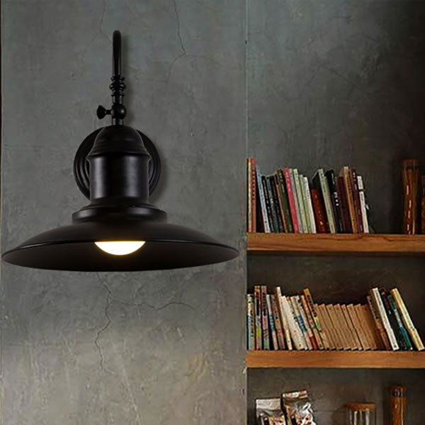 Traditional Vintage Horn Iron 1-Light Outdoor Wall Sconce Lamp For Entryway