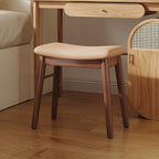 Modern Minimalist Rectangular Soft PU Leather Wood Vanity Stool For Bedroom