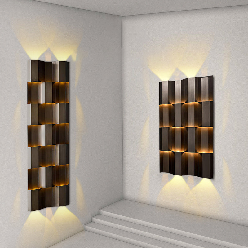 Lámpara de aplique de pared LED rectangular de acero inoxidable, impermeable, estilo retro contemporáneo, para patio exterior
