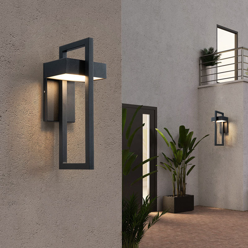 Architectural Geometric LED Outdoor Wall Sconce Waterproof Stainless Steel Exterior Porch Light for Modern Front Door and Patio