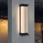 Lámpara de pared moderna minimalista de acero inoxidable acrílico rectangular a rayas impermeable para patio exterior