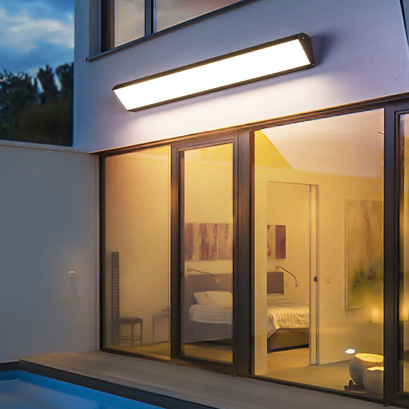 Lámpara de pared LED impermeable rectangular de aluminio industrial contemporánea para patio exterior