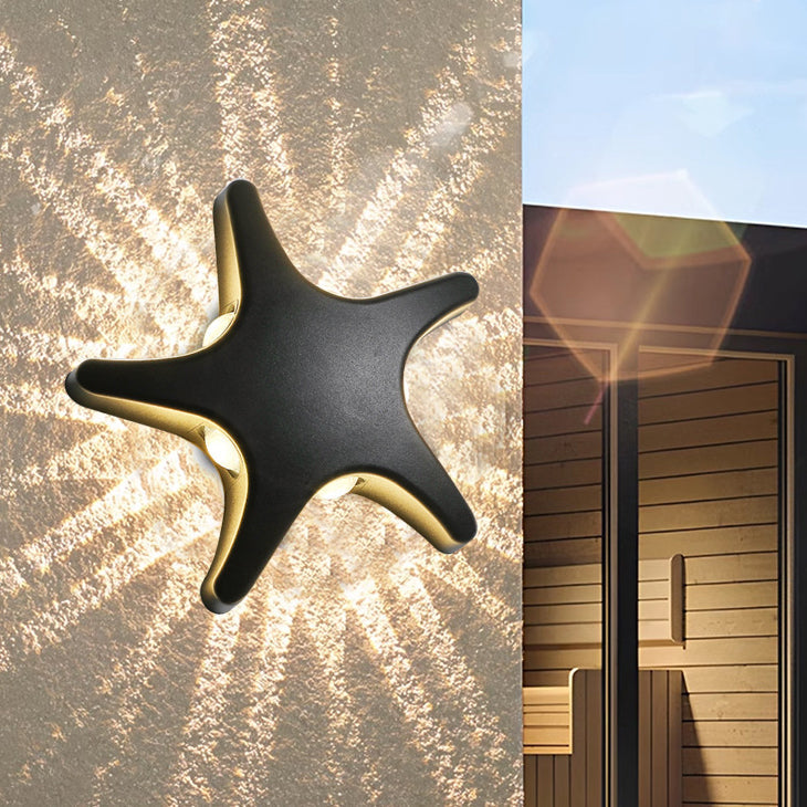 Lámpara de pared LED impermeable con diseño de estrella de mar de aluminio de simplicidad contemporánea para patio exterior