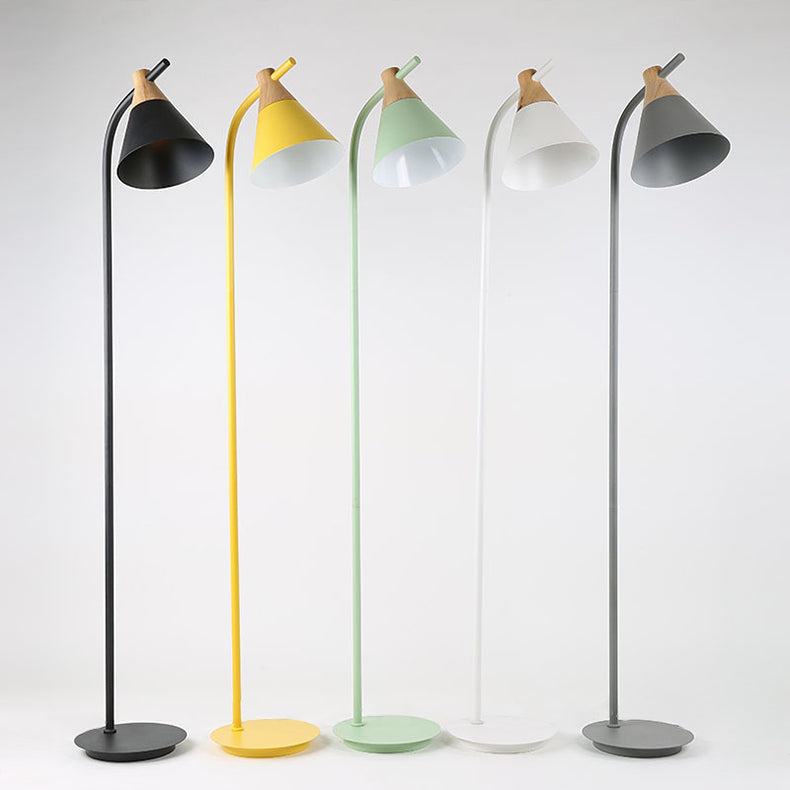 Contemporary Nordic Round Macaron Metal 1-Light Standing Floor Lamp For Living Room