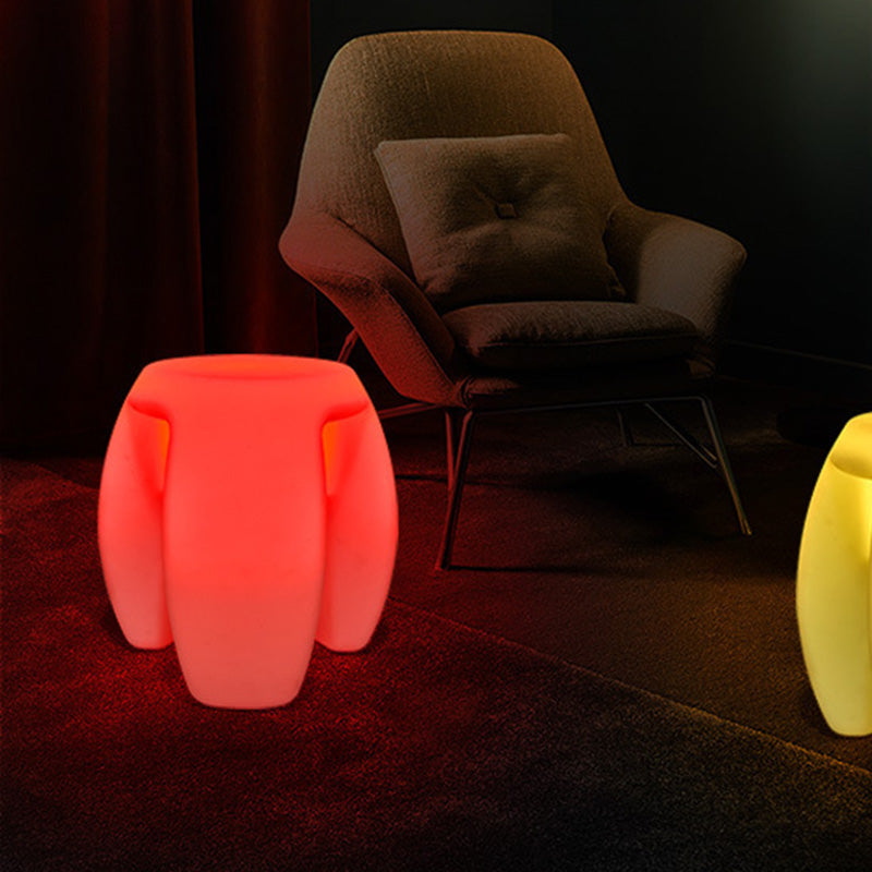 Sleek Round LED Bar Stool - Waterproof Plastic, Modern Minimalist Design for Entertainment Rooms
