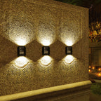 Waterproof Solar Up and Down Wall Sconce Outdoor LED Fence Light Modern Exterior Lighting for Patio and Porch