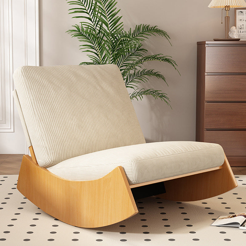 Sillón reclinable de madera tapizado en pana con diseño nórdico contemporáneo, respaldo y reposapiés para sala de estar