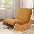 Sillón reclinable de madera tapizado en pana con diseño nórdico contemporáneo, respaldo y reposapiés para sala de estar