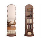 Contemporary Scandinavian Wavy Medium-Density Fiberboard Glass Full-Length Mirror Bookshelf 5-Tier For Bedroom