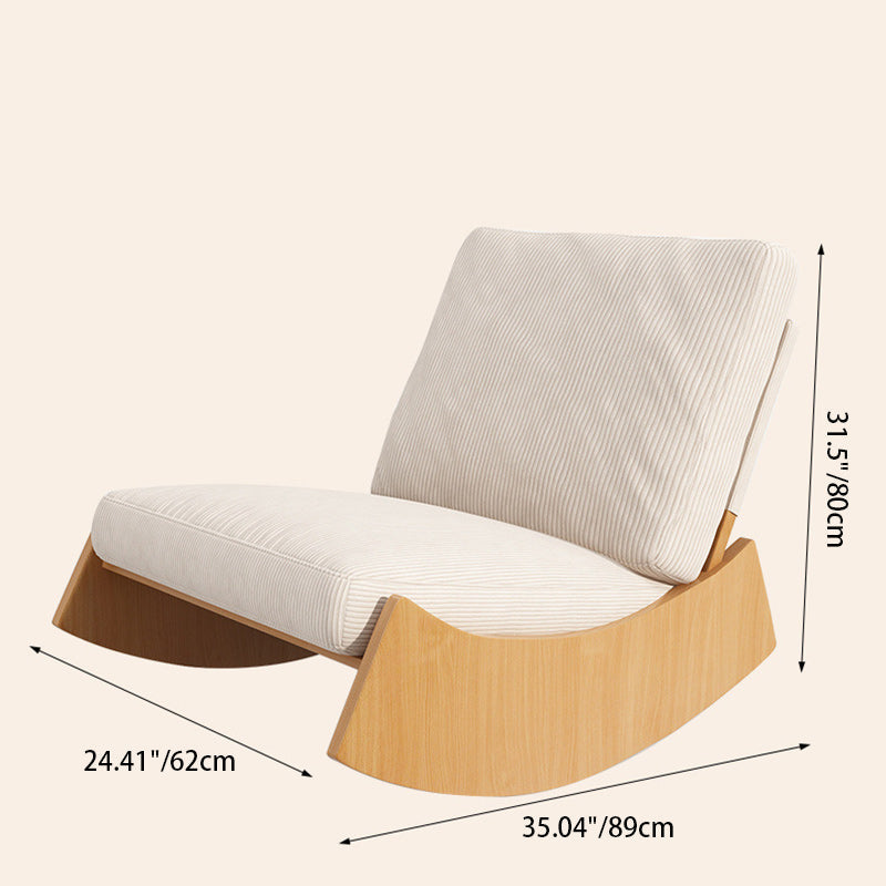 Sillón reclinable de madera tapizado en pana con diseño nórdico contemporáneo, respaldo y reposapiés para sala de estar
