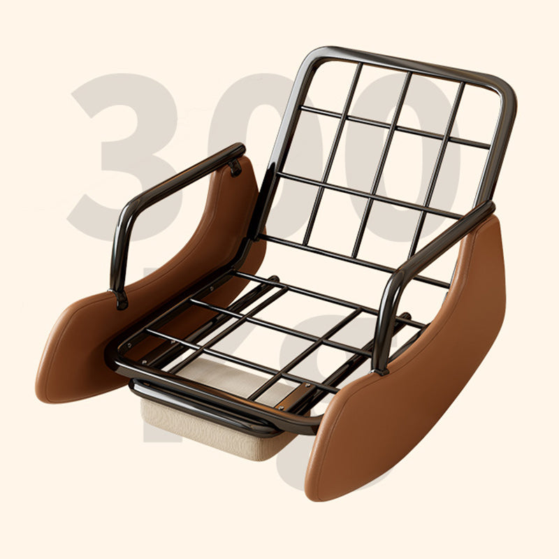 Sofá reclinable cuadrado moderno minimalista con respaldo y reposapiés plegables — pana y acolchado de algodón y esponja, tapizado de piel sintética, estructura de madera y acero al carbono para dormitorio