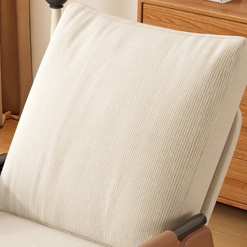 Sofá reclinable cuadrado moderno minimalista con respaldo y reposapiés plegables — pana y acolchado de algodón y esponja, tapizado de piel sintética, estructura de madera y acero al carbono para dormitorio