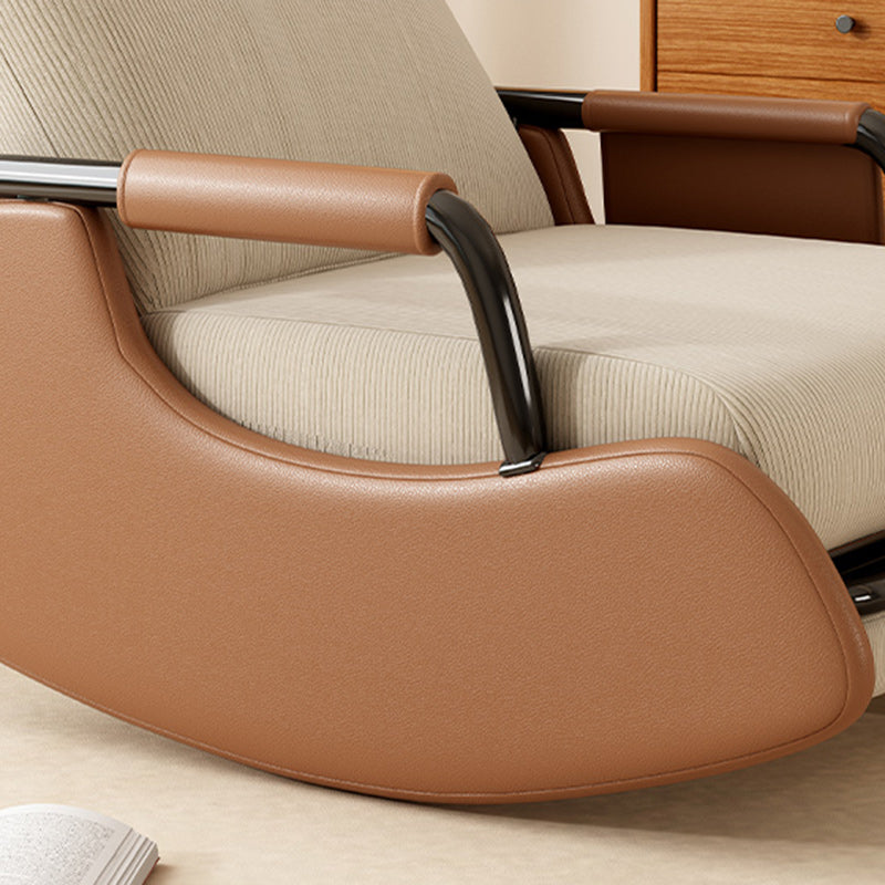 Sofá reclinable cuadrado moderno minimalista con respaldo y reposapiés plegables — pana y acolchado de algodón y esponja, tapizado de piel sintética, estructura de madera y acero al carbono para dormitorio